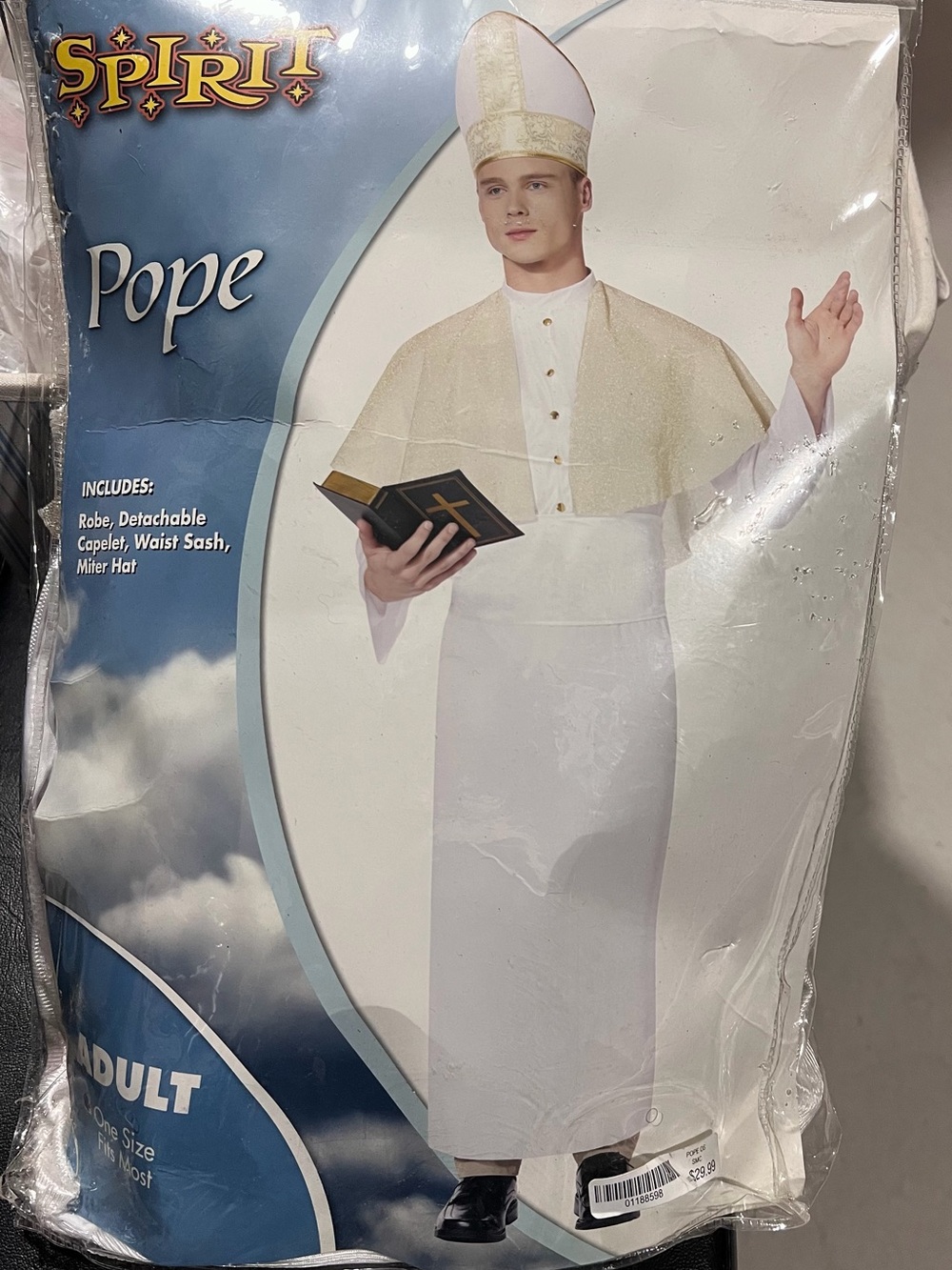 Spirit Pope Costume in White and Gold - Adult Religious Robe Set